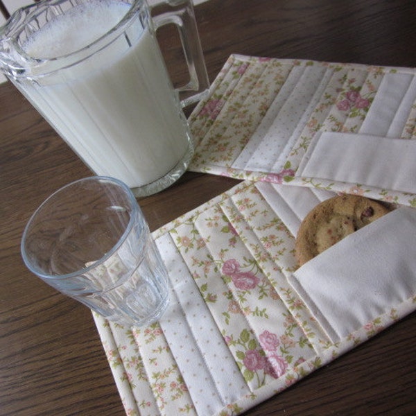 Shabby Chic Quilted Mug Rugs With Cookie Pockets