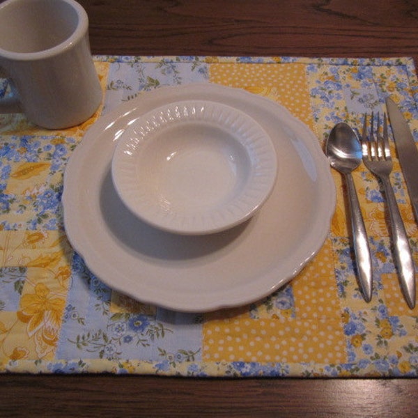 Yellow and Blue Quilted Placemats