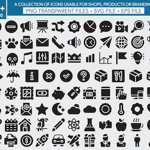 Collection of Customizable Clipart  icons / Logos, Product & Social Media Icons. high resolution SVG PNG EPS editable files.Hand drawn icons