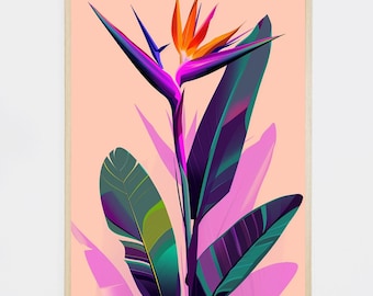 Lámina de flor de ave del paraíso: Arte mural tropical minimalista (descarga digital)