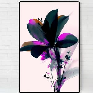 Dark Bloom  Design Poster, Minimalist Wall Art, Digital illustration Print, Printable Wall Art, Instant Download,