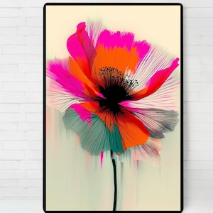 Colorful Floral Elegance Poster, Digital illustration Print, Printable Wall Art, Instant Download,