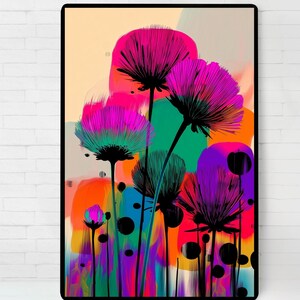 Flowers Blending in Color – Abstract Digital Poster, A Modern and Minimal Touch, Digital Download
