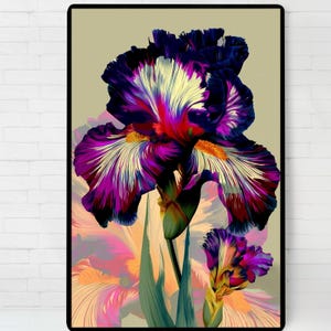 Captivating Iris Flower Digital Art Poster-Printable Wall Art, Instant Download,