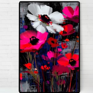 Vibrant Floral Art Design Poster, Minimalist Wall Art, Digital illustration Print, Printable Wall Art, Instant Download,