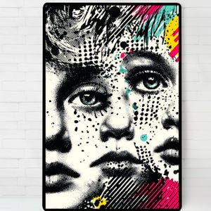 Pop Art Faces: Abstract Portrait Wall Art (Digital Download, PDF Files)