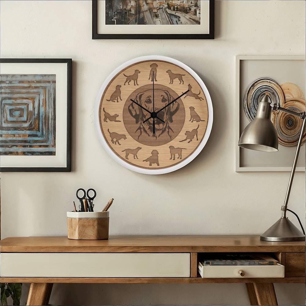 White Labrador Wall Clock - Minimalist Silhouette Design, 10 Inch ...