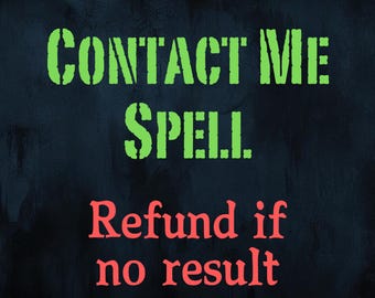 Può includere: Su uno sfondo scuro, il testo verde recita "CONTATTAMI INCANTESIMO." Sotto, in rosso, c'è scritto "Rimborso se nessun risultato." Il testo è in un font stencil. Il nome "Cerberus Curio" è nell'angolo in basso a destra.