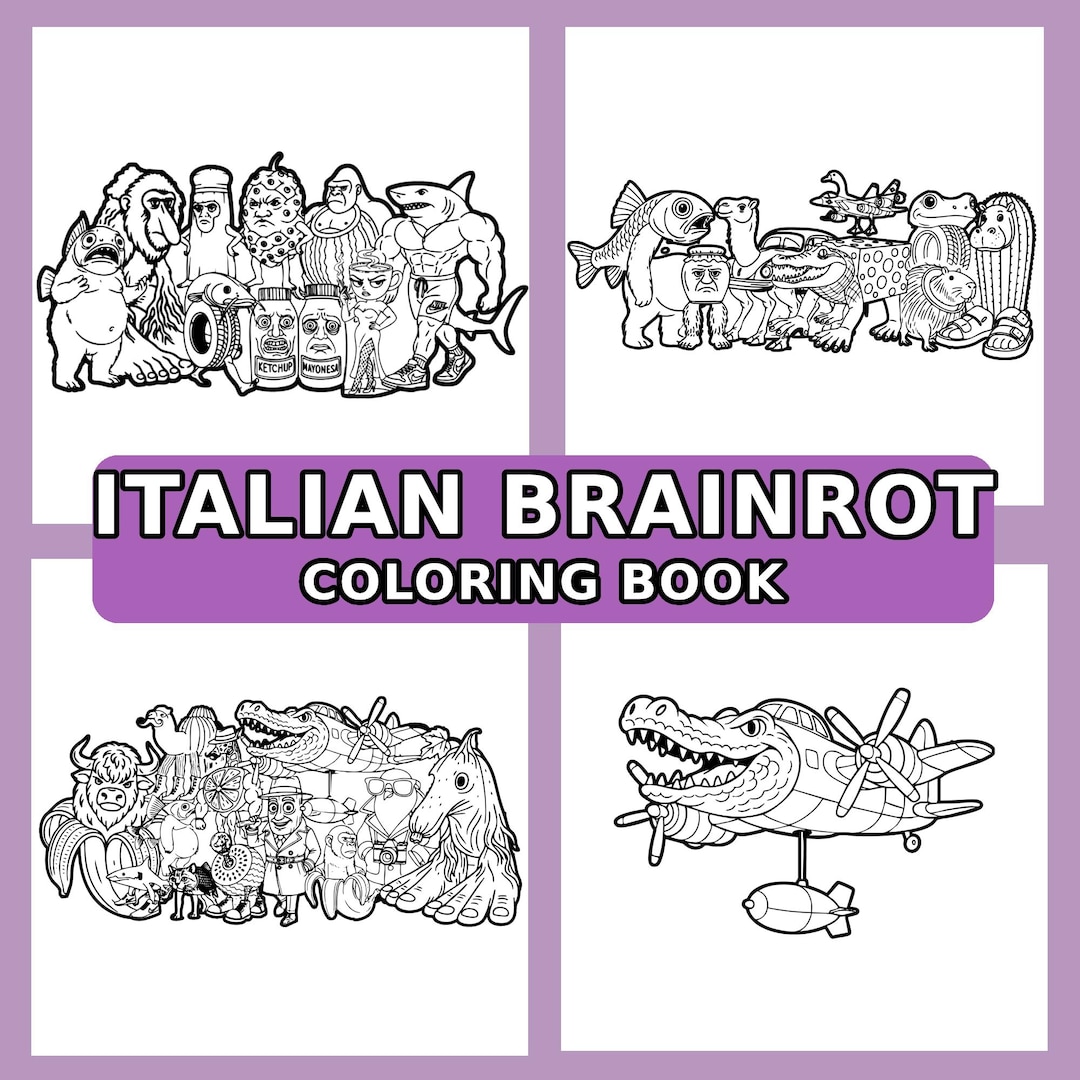 Italian Brainrot Coloring Book | 15 Printable Coloring Pages (1 PDF) - Etsy