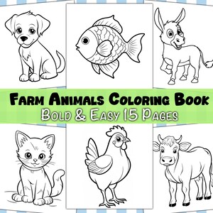 Farm Animals Coloring Book: 15 Printable Pages for Kids (PDF Download)