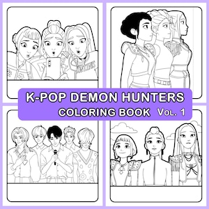 Kolorowanki KPop Demon Hunters | 18 odważnych i cyfrowych do druku (1 PDF)