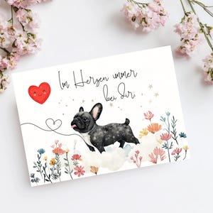 Regenbogenbrücke Karte Hund – digitale Gedenkkarte zum Ausdrucken | Trauerkarte Hundeverlust | Erinnerung an verstorbenen Hund | Frenchie