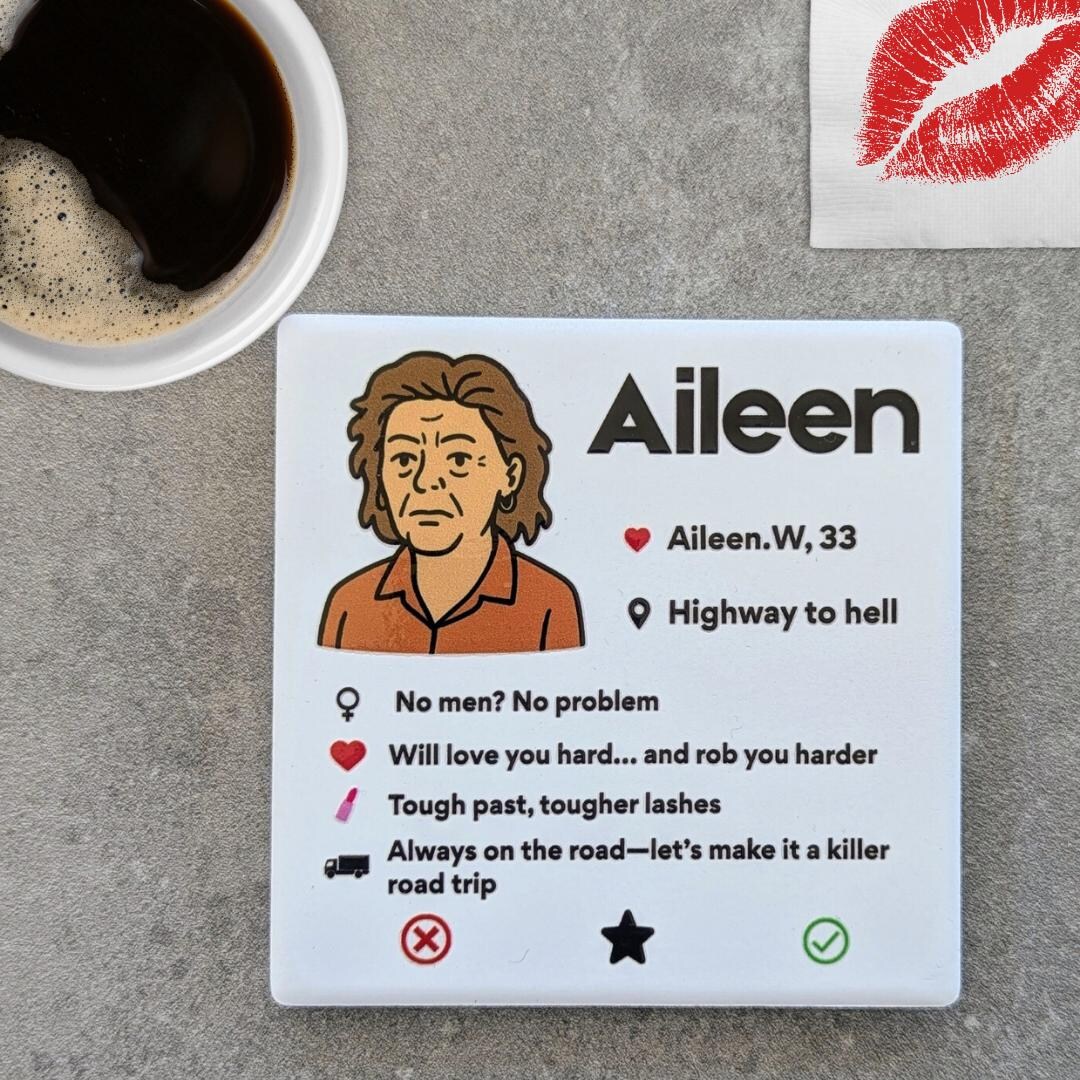Aileen Wuornos Dating Profile Coaster – Funny True Crime Gift | Dark ...