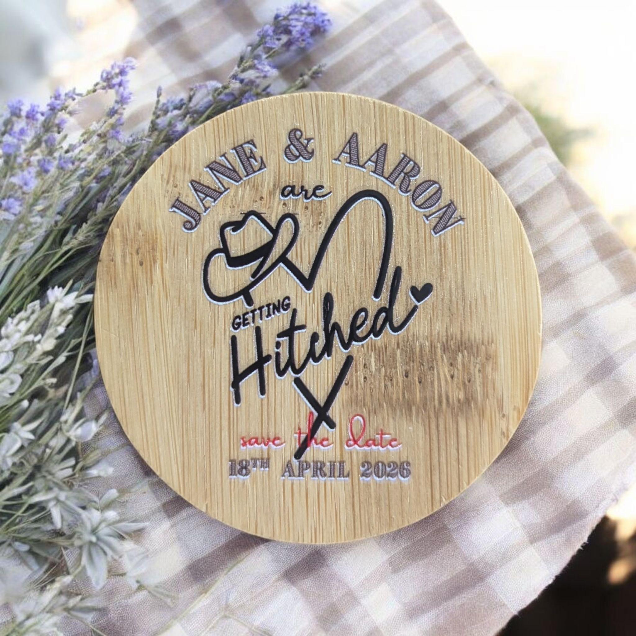 Personalised "Save the Date" Bottle Opener Magnet - Country - Wedding Anniversary Party Invitations Custom