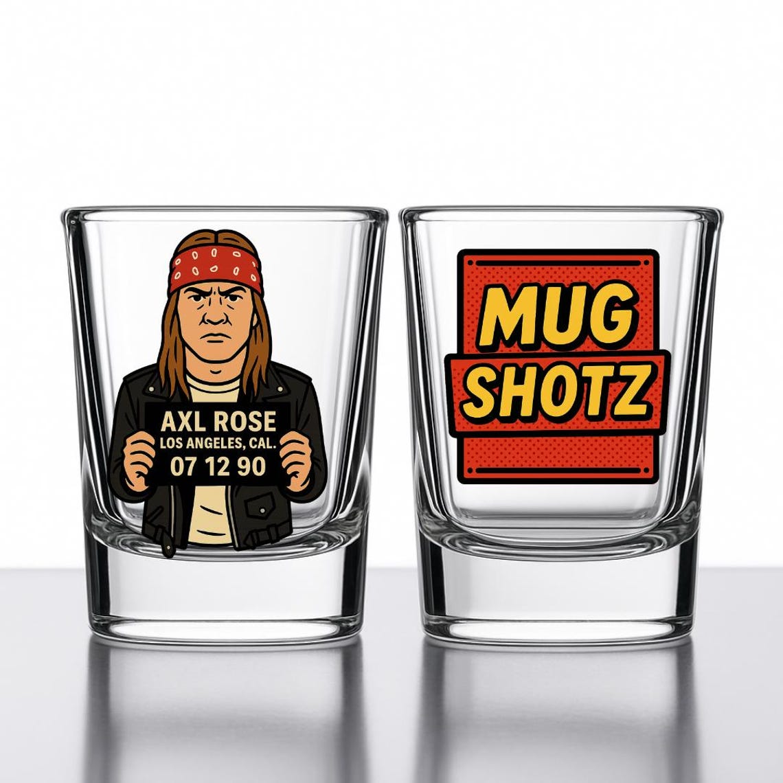 Axl Rose Shot Glass – Cartoon Mugshot Gift – Guns N’ Roses Barware ...