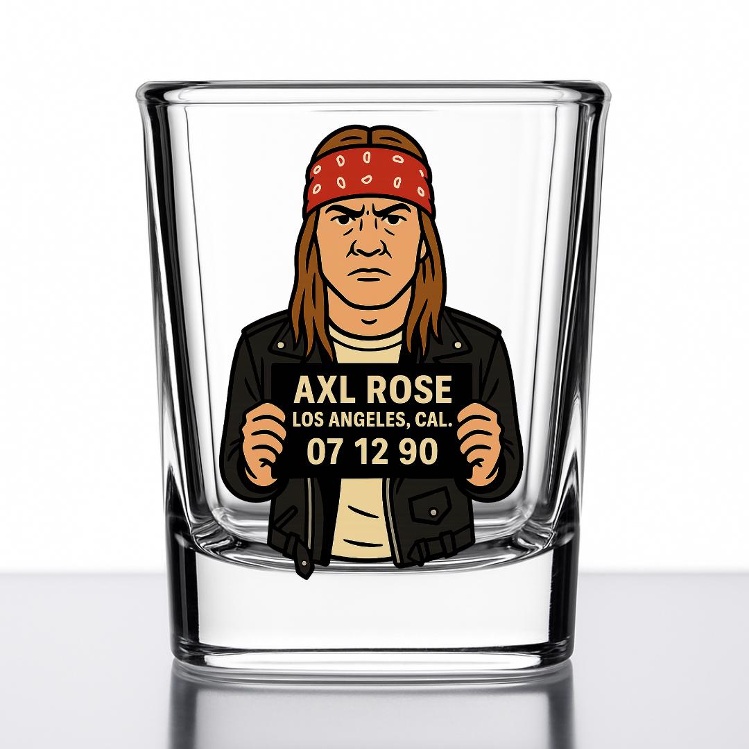 Axl Rose Shot Glass – Cartoon Mugshot Gift – Guns N’ Roses Barware ...
