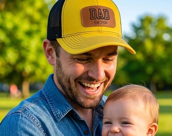 Personalized dad hat|Customized Dad Hat|Truck cap|Leather patch cap|Family Gift|New Dad Gift|Father's Day gift|
