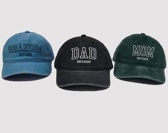Personalized Embroidery Baseball Hat | Personalized Cap | Custom Dad Established Year Cap | Gift For New Dad Mom Grandpa | Fathers Day Gift
