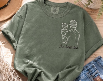 Custom Dad Line Art Shirt | Personalized Dad Portrait Shirt | Sketch from Photo | Fathers Day Gift | Line Art Embroidery Gift