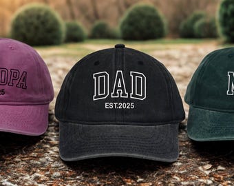 Custom Text Embroidered Hat | Personalized Embroidered Cap|Custom Dad Established Year Cap | Gift For New Dad Mom Grandpa | Fathers Day Gift