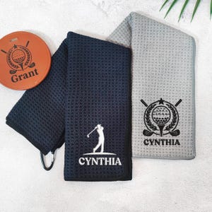 Personalised Golf Towel - Embroidered Crossed Golf Club Design, Monogrammed Golf Towel,Personalized Golf Gift for Dad, Groomsmen Gifts