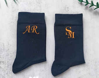 Personalized Groomsman Socks, Embroidered Wedding Socks, Custom Name Groom Socks, Funny Dress Socks,Wedding Gift for Him, Gift for Groomsmen
