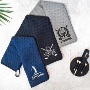 Custom Embroidered Golf Towel,Personalized Golf Towel,Monogrammed Golf Towel,Golf Lover Gift,Personalized Golf Gift for Dad,Groomsmen Gifts