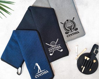 Custom Embroidered Golf Towel,Personalized Golf Towel,Monogrammed Golf Towel,Golf Lover Gift,Personalized Golf Gift for Dad,Groomsmen Gifts