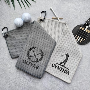 Toalla de golf personalizada, regalo de golf bordado, toalla de golf con monograma, regalo de golf personalizado para papá o padrino, accesorio para amantes del golf
