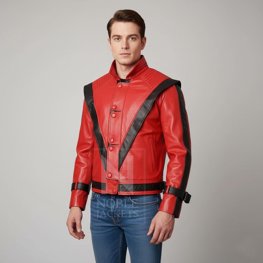Michael Jackson Thriller Red Leather Jacket | 80s Retro Cosplay - Etsy