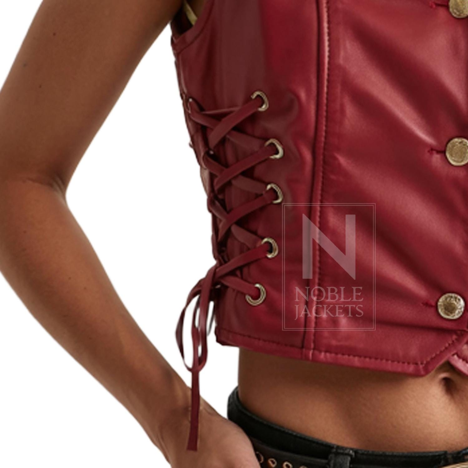 トップス S cow lace up vest Theredthread Verdusa Women's Lace Trim Tie Front V Neck Vest Western