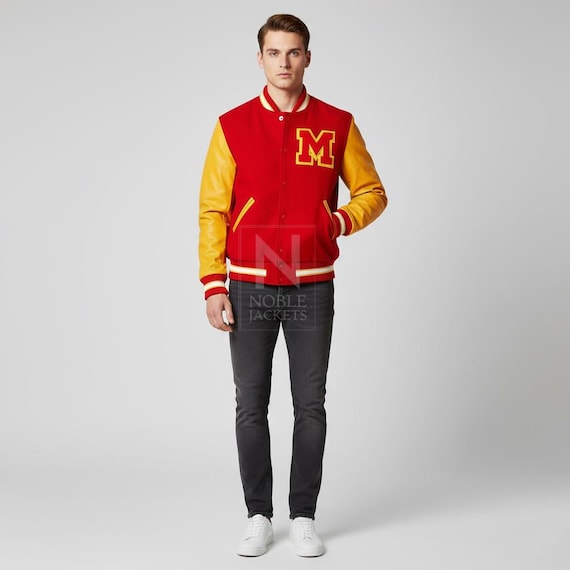 Michael Jackson Thriller Varsity Jacket | 80s Red Wool, Yellow