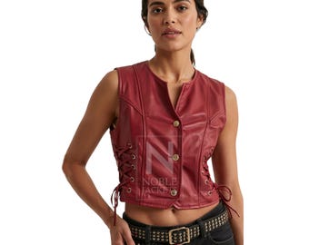【U LAN】Illya Leather Crop Vest Padded LiiYii Women's PU Leather Wetlook Sleeveless Zip Up Mock