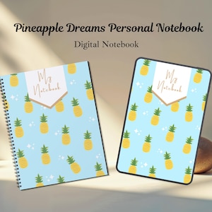 Pineapple Dreams Theme Personal Notebook | Digital Notebook | Hyperlinked | Tropical Vacation | A4 | Printable