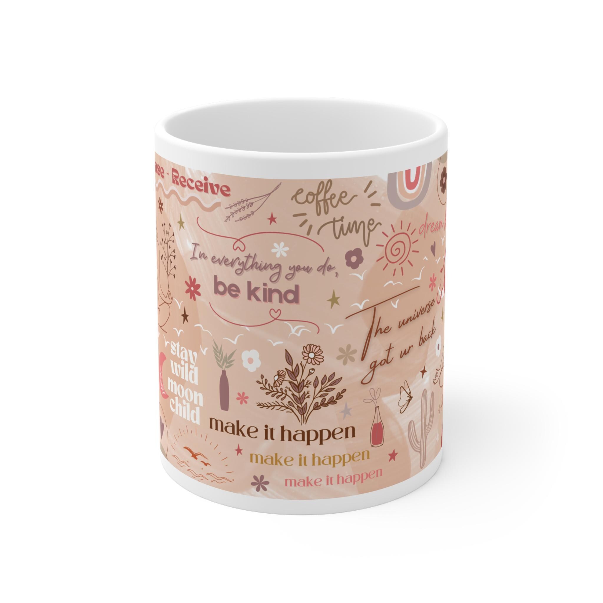 Mug Céramique Little Buddha Rose - Pensées Positives, 10 Cm De Haut, Neuf Sans Étiquette