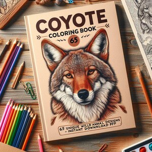 Coyote Coloring Book – 65 Printable Wild Animal Coloring Pages for Preschoolers, Toddlers, Kids, Teens and Adults Instant Download PDF
