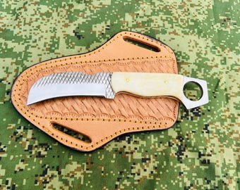 Cowboy Handmade Hawkbill knife in hoof rasp steel