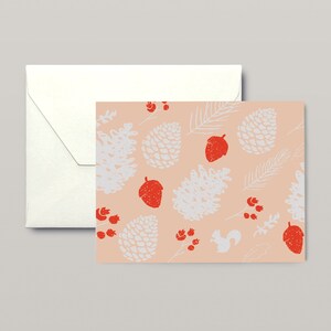 Marche d’hiver - Carte de vœux Pinecone dessinée à la main