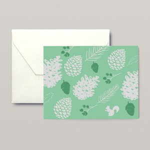 Marche d’hiver - Carte de vœux Pinecone dessinée à la main