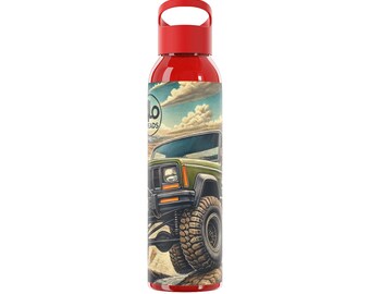 Abenteuer Themen Sky Wasserflasche, Off-Roading Geschenk, Outdoor Wanderzubehör, Motivation Trinkgefäß, Jeep-Enthusiast Ausrüstung, einzigartig