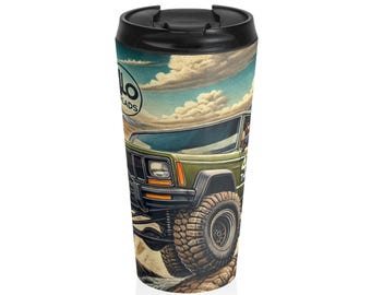 Adventure Vibe Edelstahl-Reisebecher, perfekt für Off-Road-Enthusiasten, Camping, Road Trips, Geschenke für ihn, 4x4 Lover Mug