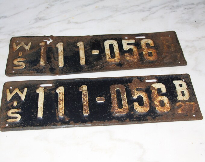 1927 Car License Plates Long and Skinny Blue White and Rustic - Etsy