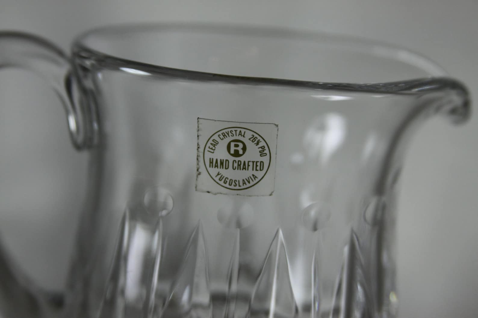Lead Crystal Pitcher Hand Crafted Yugoslavia Decorative Etsy