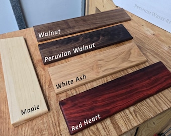 Reposamuñecas para teclado de madera noble hecho a mano: madera inclinada ergonómica, ancho personalizado