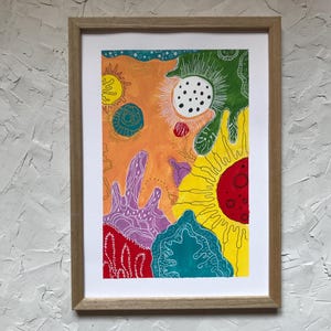 Arte acrilica intuitiva colorata - Piccola pittura a tecnica mista, regalo unico perfetto per gli amanti dell'arte, regalo per il compleanno, decorazione da parete