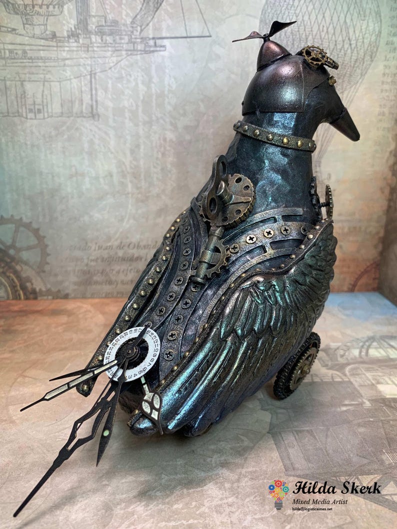 Mixed Media Steampunk Bird Made of Papier-mâché. Modified and ...