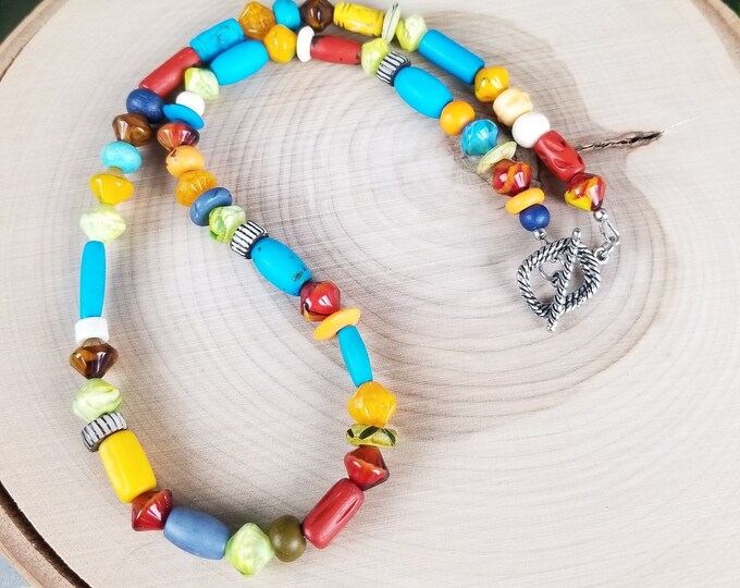 Colorful Bead Necklace Bright Bead Necklace Colorful Etsy