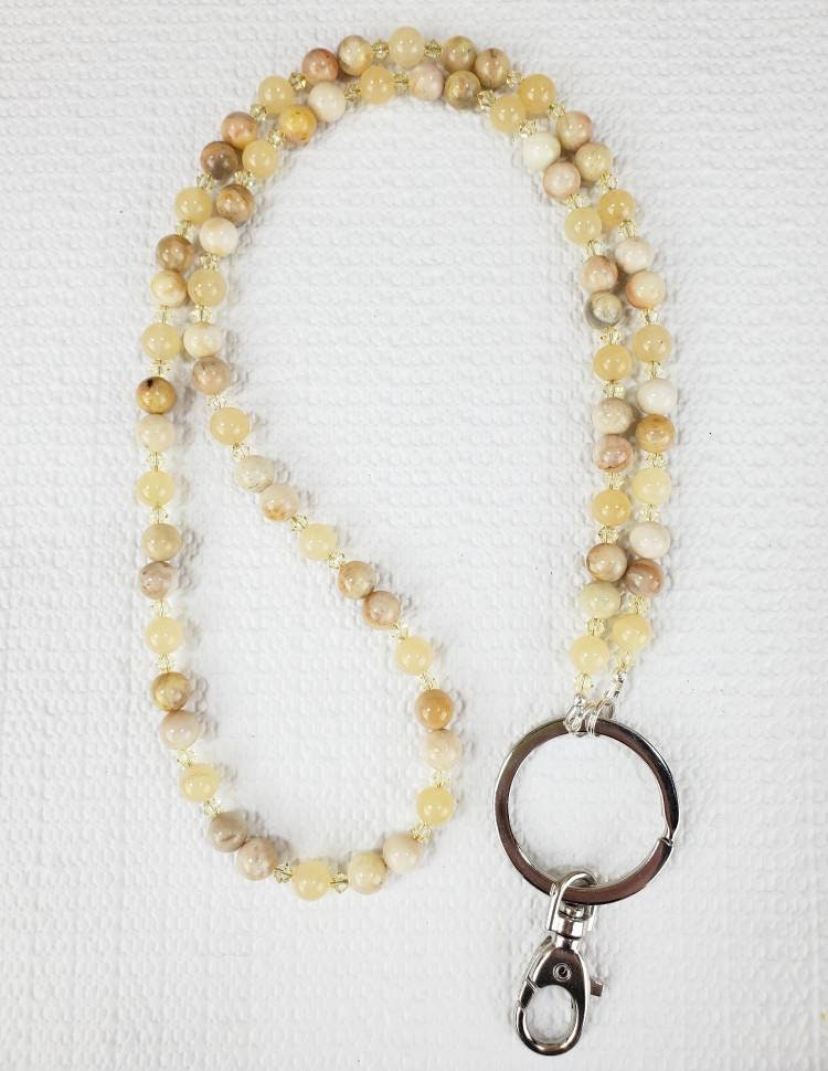 Yellow Lanyard Yellow Lanyard for Keys Yellow Bead Lanyard Etsy Canada