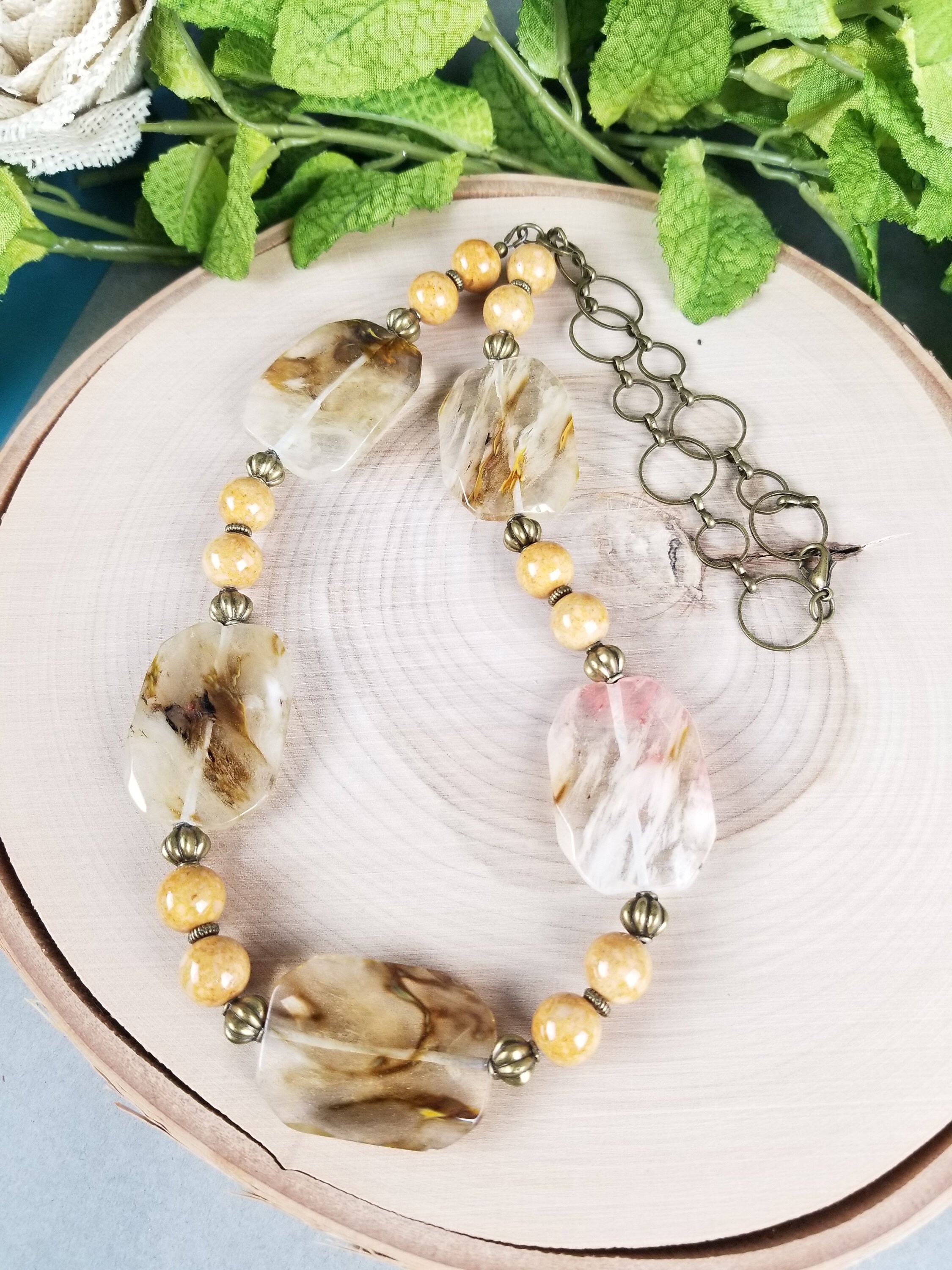 Chunky Yellow Necklace Yellow Stone Necklace Beaded Etsy