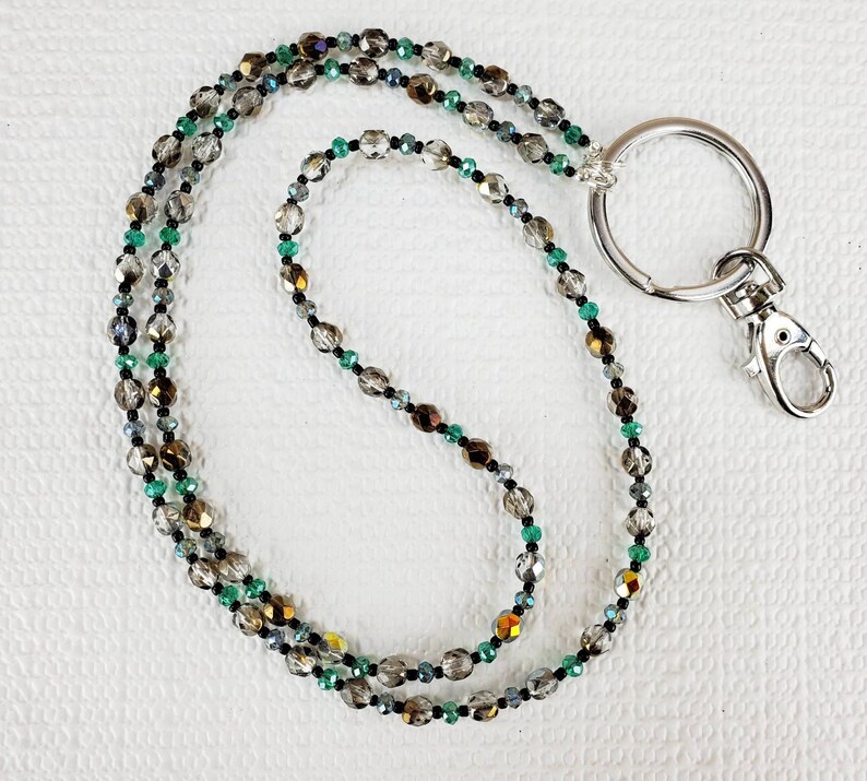 Beaded ID Holder Beaded Badge Lanyard ID Holder Lanyard ID Etsy